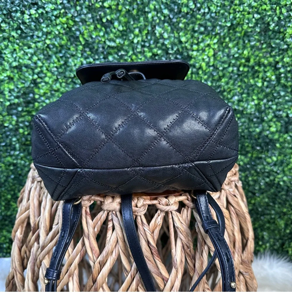 NWOT Tory‎ Burch Willa Leather Quilted Backpack Black Gold